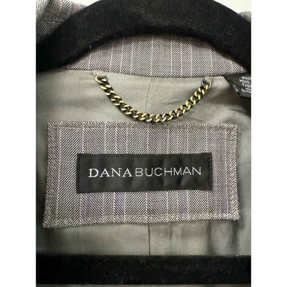 Dana Buchman Wool Gray Pink Pinstriped Single Breaster Blazer Size 8 - Picture 4 of 6